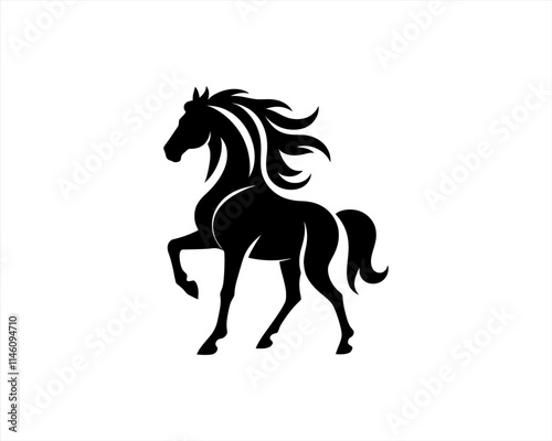 Horse logo design icon symbol vector illustration. Horsepower silhouette logo. Animal logo. Black color horse icon logo vector template.