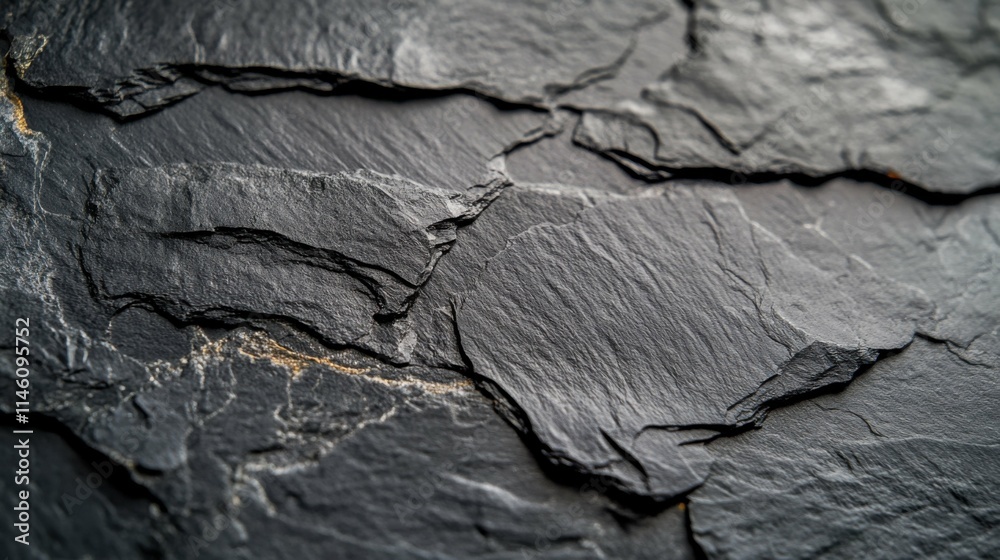 close-up of textured black slate rock with soft light, bold and natural, focus on details and texture close-up of textured black slate rock with soft light, bold and natural, focus on details and texture
