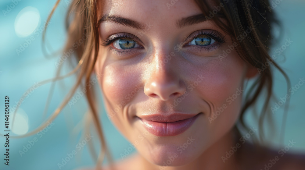 close-up portrait of a beautiful woman on the beach close-up portrait of a beautiful woman on the beach