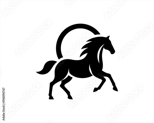 Horse logo design icon symbol vector illustration. Horsepower silhouette logo. Animal logo. Black color horse icon logo vector template.