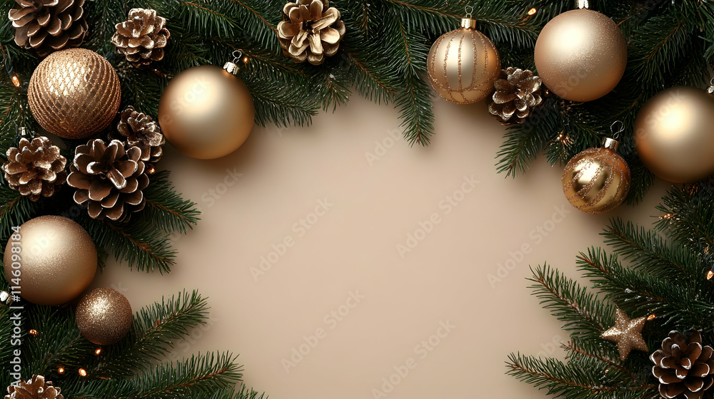 Elegant Gold Christmas Ornaments & Pine Cones Elegant Gold Christmas Ornaments & Pine Cones