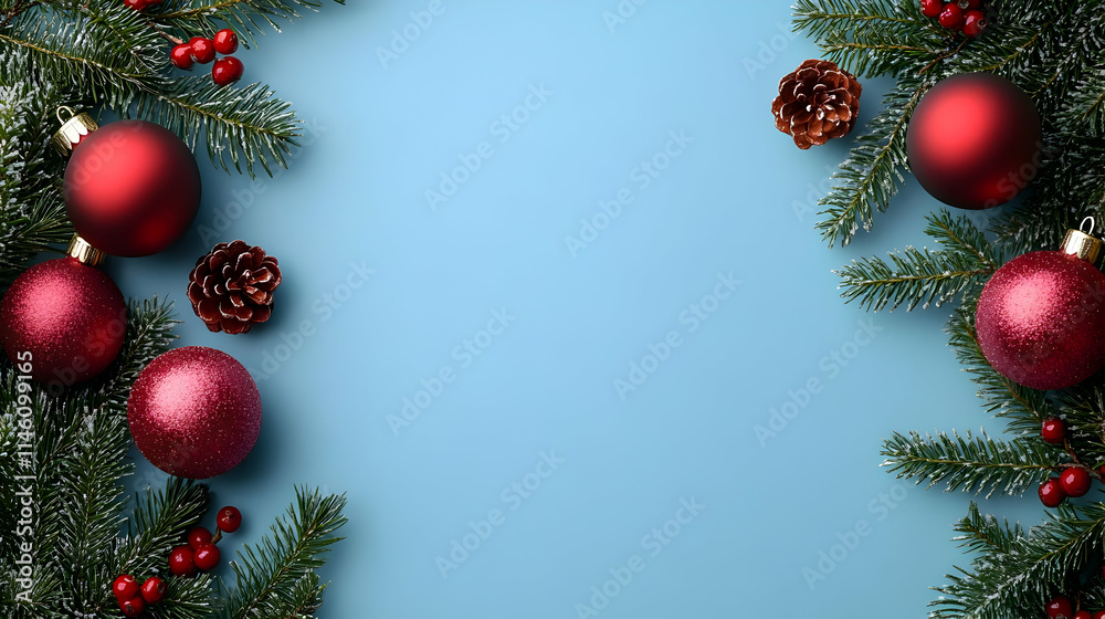 Festive Red Ornaments & Winter Greenery Festive Red Ornaments & Winter Greenery