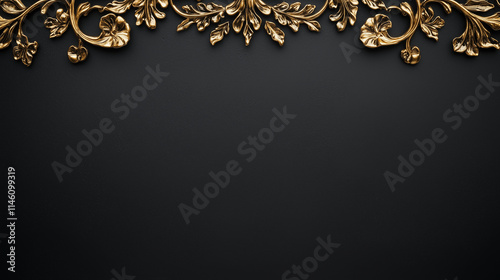 Golden Floral Border on Bla...