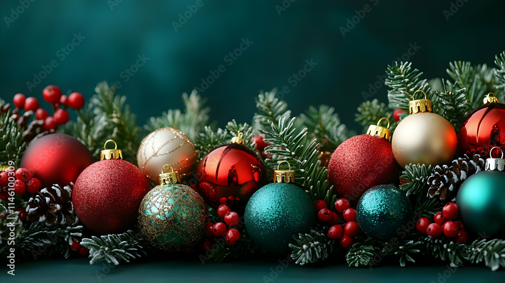 Festive Holiday Ornaments: Red, Green & Gold Sparkle Festive Holiday Ornaments: Red, Green & Gold Sparkle