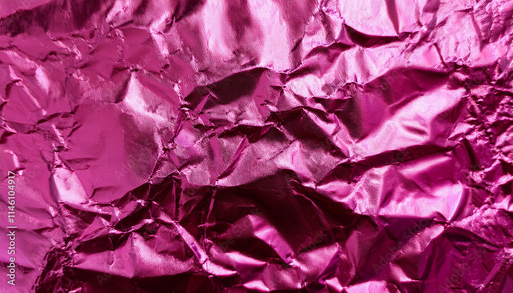 Shiny deep pink foil paper texture. Magenta color gradient background for print art work.
