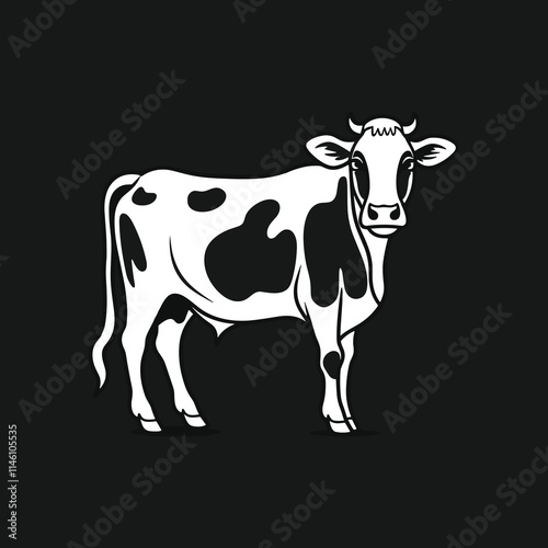 Elegant Silhouette Of A Black And White Cow Vector Illustration