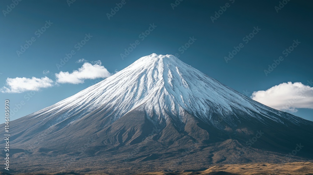 Fototapeta premium Majestic Snow-Capped Mountain Under Clear Blue Sky