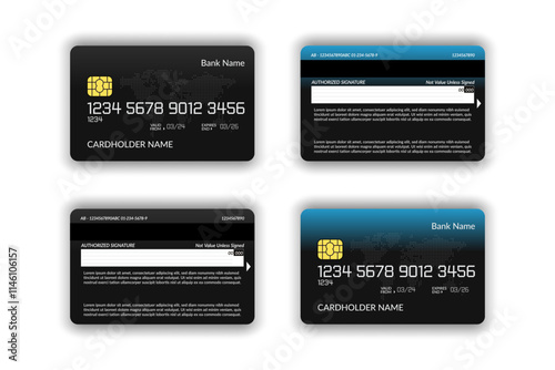 Templates of credit card design. Debit Card vector mockups isolated on a white background.