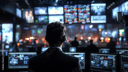 Surveillance Operator Monitoring Multiple Screens
