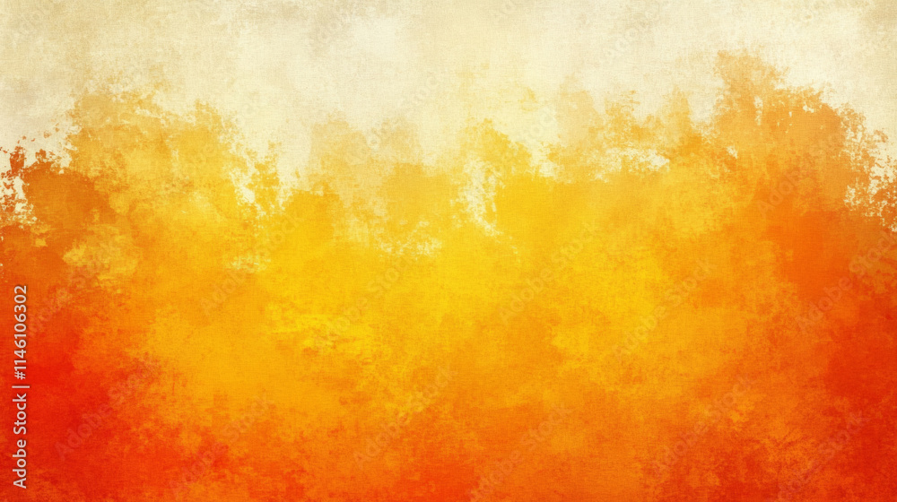 Fototapeta premium Vibrant orange and yellow abstract background with textured brush strokes