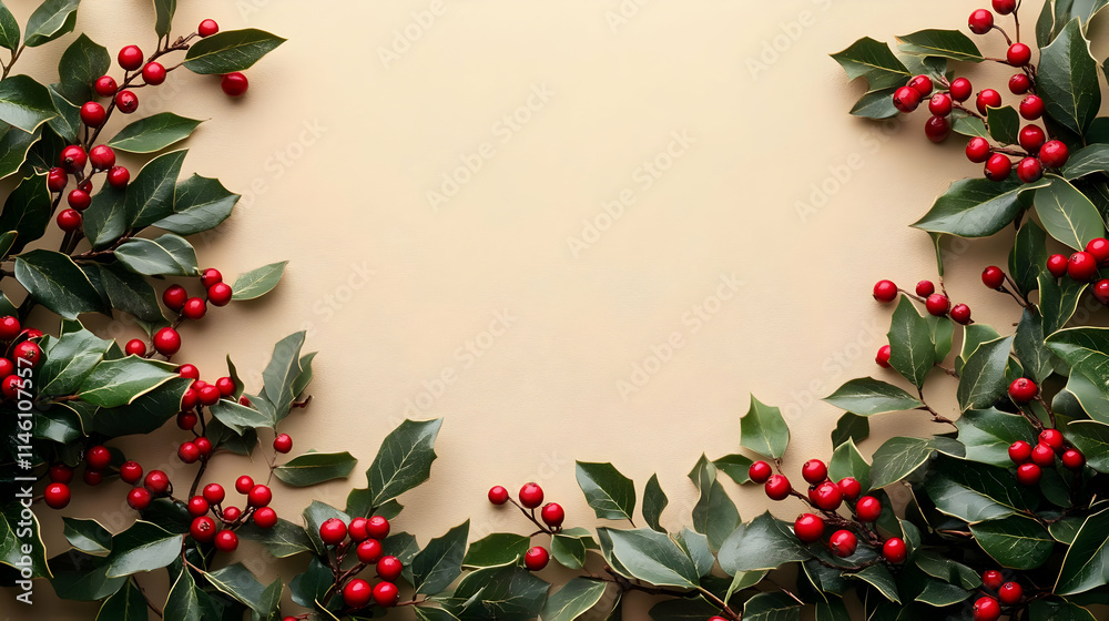 Red Berries & Green Leaves Festive Frame Red Berries & Green Leaves Festive Frame