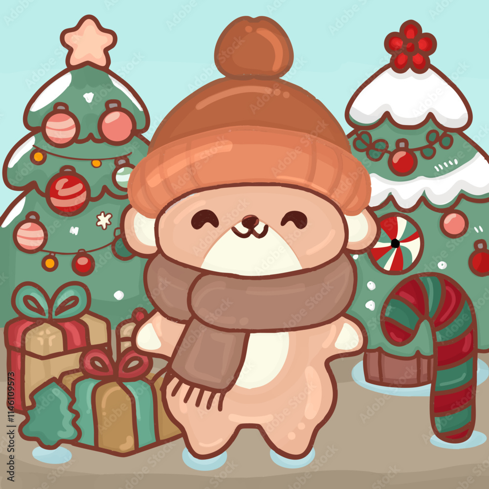 Christmas teddy bear element vector illustration Christmas teddy bear element vector illustration