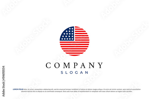 circle template usa flag creative logo