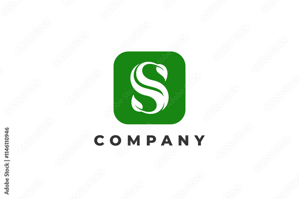 letter s branch tree leaf nature yoga logo in green frame letter s branch tree leaf nature yoga logo in green frame