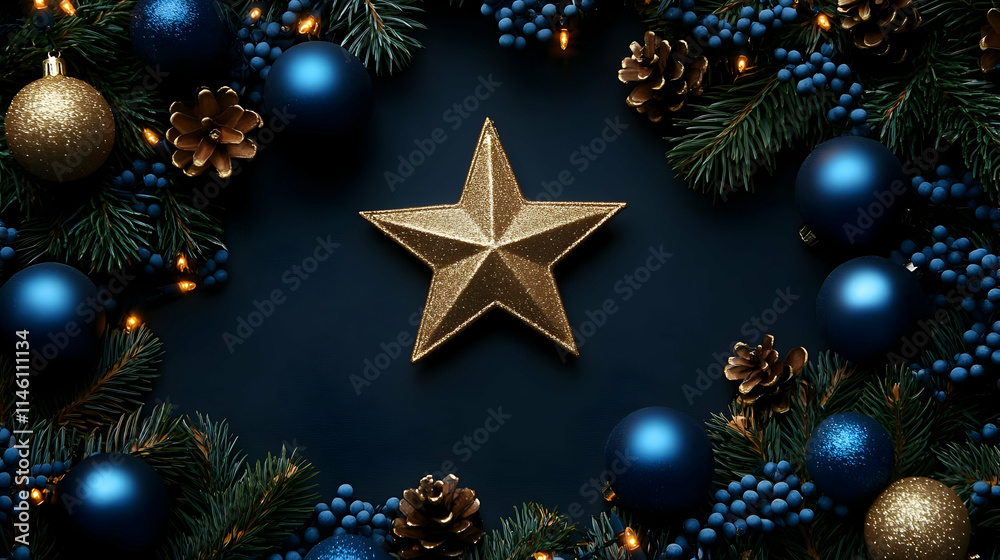 Elegant Blue & Gold Christmas Ornament Decor Elegant Blue & Gold Christmas Ornament Decor