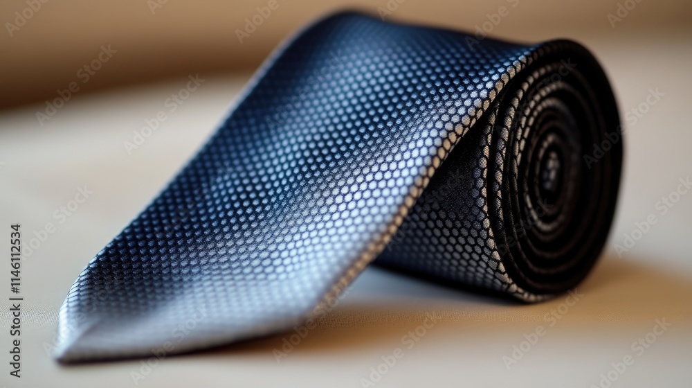 Elegant Rolled Tie with Polka Dots in Black and Silver Colors Elegant Rolled Tie with Polka Dots in Black and Silver Colors