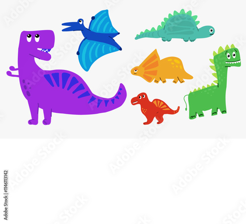 cute dinosaur colorful for kids poster. childish vector illustration children shirt, clothes