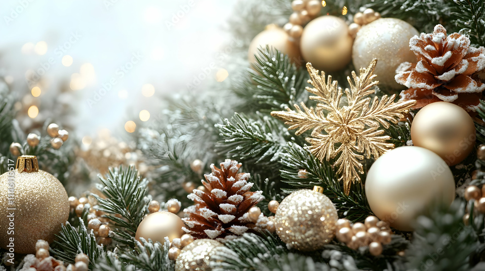 Winter Festive Decorations: Ornaments, Pine Cones, and Snowflake Charm Winter Festive Decorations: Ornaments, Pine Cones, and Snowflake Charm