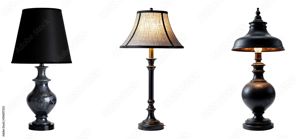 Set of various Traditional Table Lamps isolated on transparent background. Set of various Traditional Table Lamps isolated on transparent background.