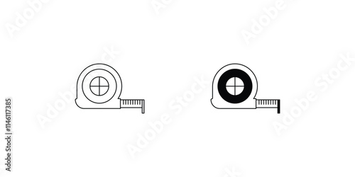 measuring tape set icon with white background vector stock illustration