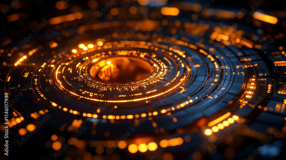 Futuristic digital holographic elements with glowing patterns create mesmerizing effect Futuristic digital holographic elements with glowing patterns create mesmerizing effect