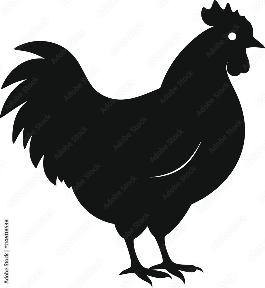 silhouette of a chicken on white background silhouette of a chicken on white background