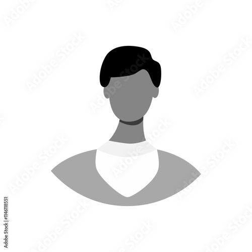 Vector flat illustration in grayscale. Icons of man and woman. Avatar, user profile, person icon, profile picture. Suitable for social media profiles, icons, screensavers and as a template.