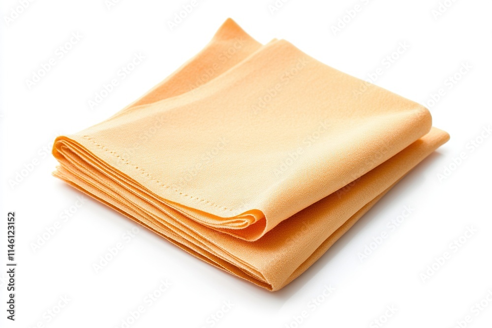 Close-up of perfectly folded cloth napkin in orange color. Close-up of perfectly folded cloth napkin in orange color.