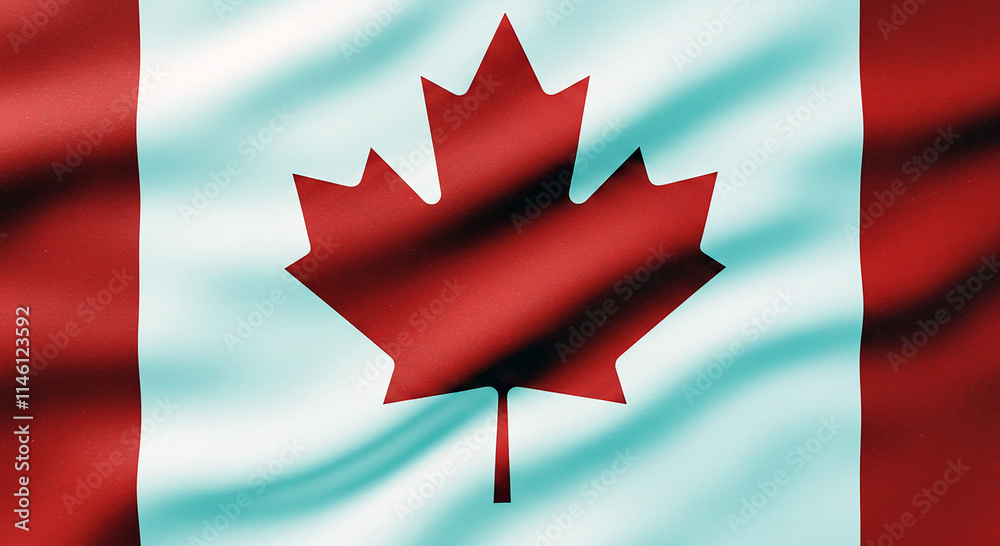Obraz premium Canadian Flag Maple Leaf National Symbol Red White Fabric Texture Patriotism Background Image