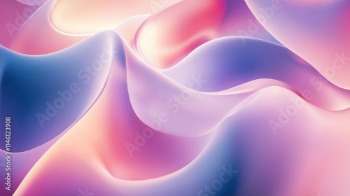 Soft Abstract Waves in Pastel Colors with Light Reflections and Smooth Textures for Use in Modern Digital Art and Design Applications