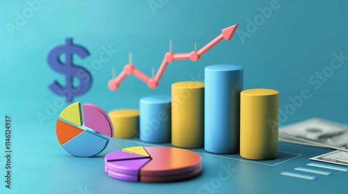 Colorful financial charts showing growth and investment