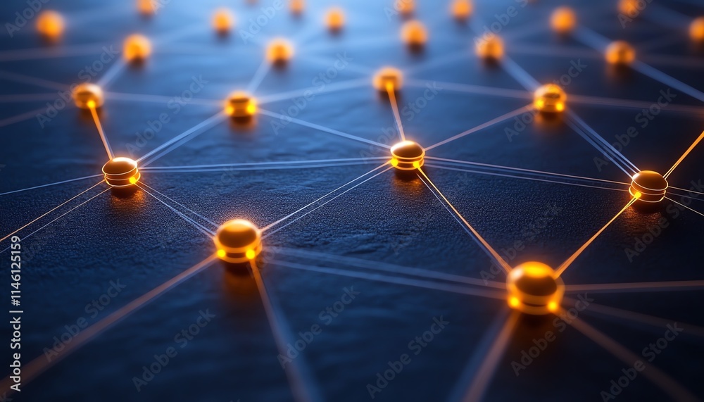 Intricate wireframe network connected by glowing dots, symbolizing the seamless communication and connectivity in the digital age Intricate wireframe network connected by glowing dots, symbolizing the seamless communication and connectivity in the digital age