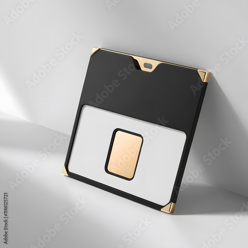 Elegant Black and Gold Modern Identity Card Holder with Gold Inlay Design: Premium Luxury Business Accessory photo