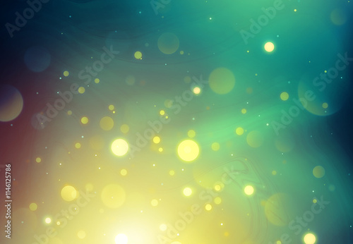green background with golden sparkling splashes of out of focus particles. festive background for St. Patrick's Day