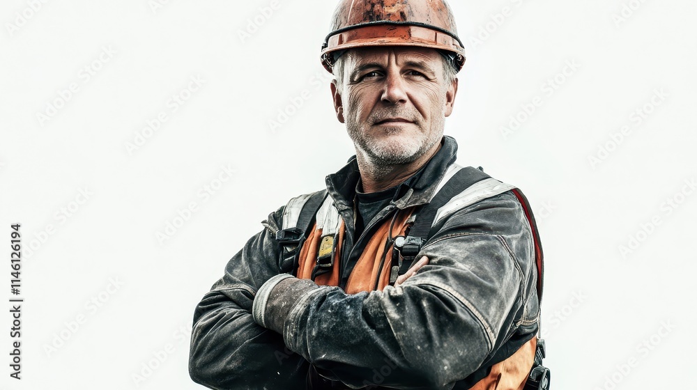 Fototapeta premium Middle-Aged Construction Worker in Safety Gear