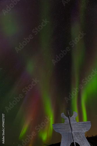 Aurora Borealis in Norwegen beim Arctic Circle Centre , 66° 33′ 55″ , Saltfjellveien Storforshei. photo