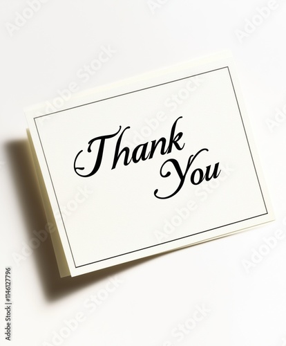 Minimalist 'Thank You' card with black calligraphy on cream background