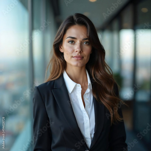 a businesswoman wearing a black suit