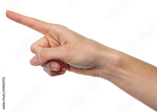 Index finger reaching touch, tap, click, indicate isolated on white background., transparent PNG