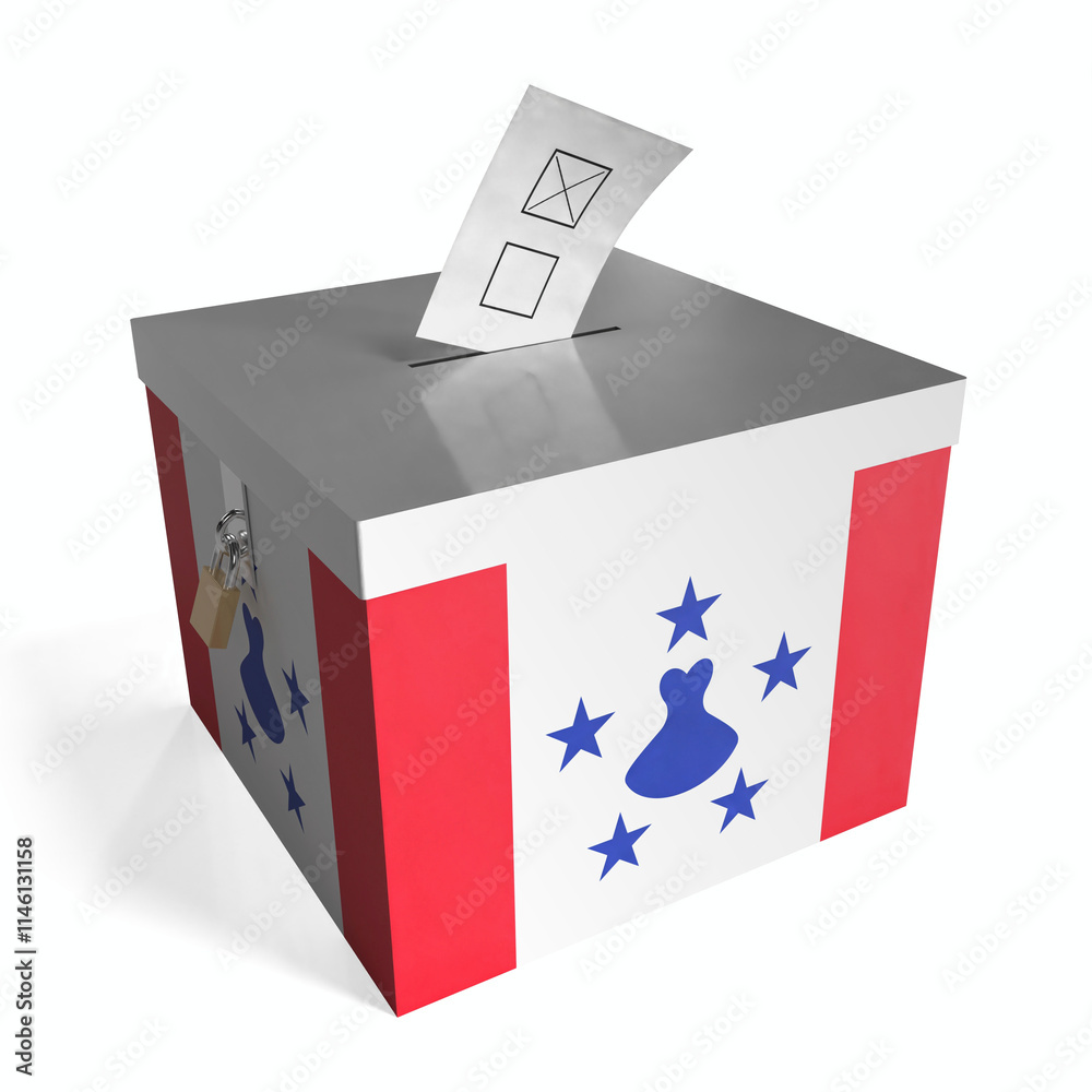 Austral Islands - ballot box with flag - 3D illustration Austral Islands - ballot box with flag - 3D illustration