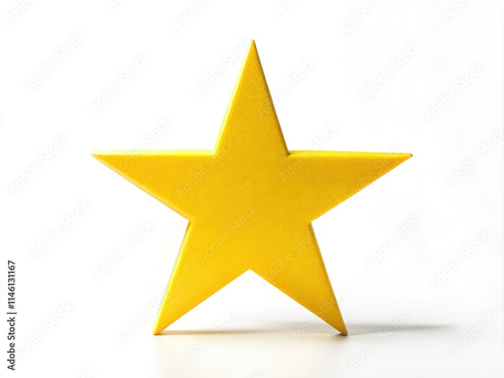 Fototapeta premium A single, simple yellow star, sharply defined against a white background. Ideal for minimalist designs.