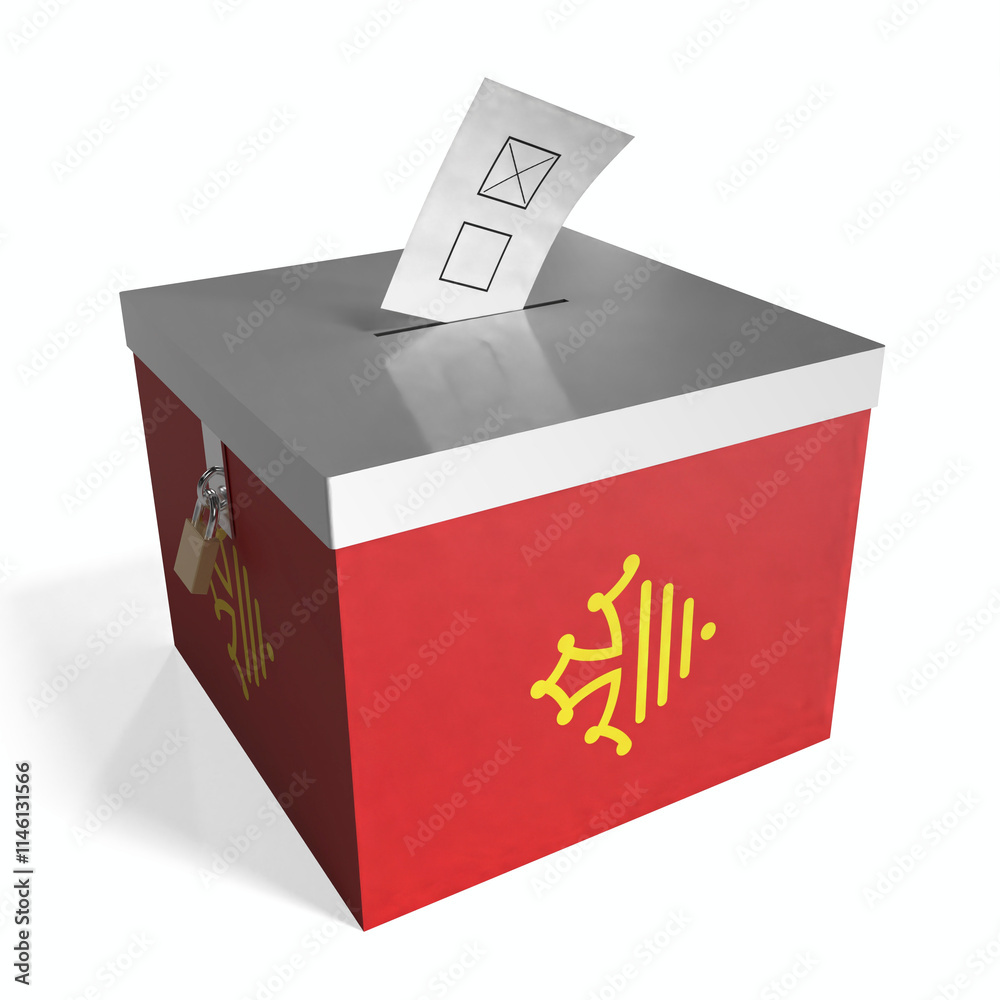 Occitanie - ballot box with flag - 3D illustration Occitanie - ballot box with flag - 3D illustration