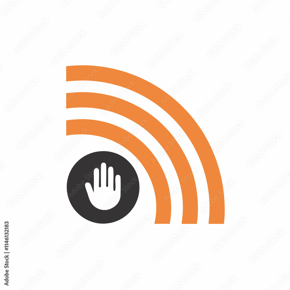 Unique Connectivity Logo with Hand Symbol. Unique Connectivity Logo with Hand Symbol.