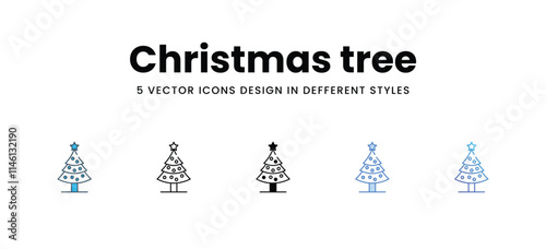 Christmas tree icons in different style vector stock illustration