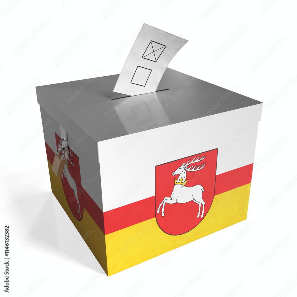 Lubelskie - ballot box with flag - 3D illustration Lubelskie - ballot box with flag - 3D illustration