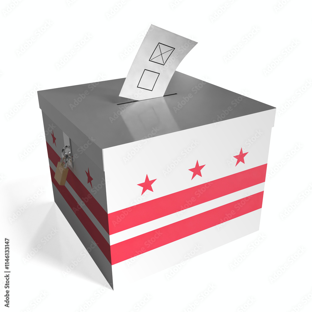 Columbia - ballot box with flag - 3D illustration Columbia - ballot box with flag - 3D illustration