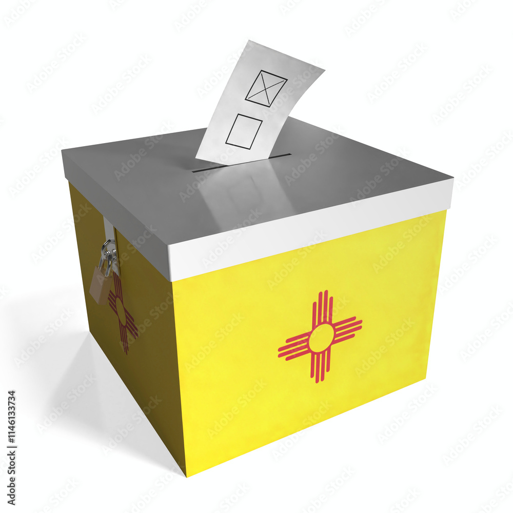 New Mexico - ballot box with flag - 3D illustration New Mexico - ballot box with flag - 3D illustration