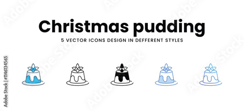 Christmas pudding icons in different style vector stock illustration