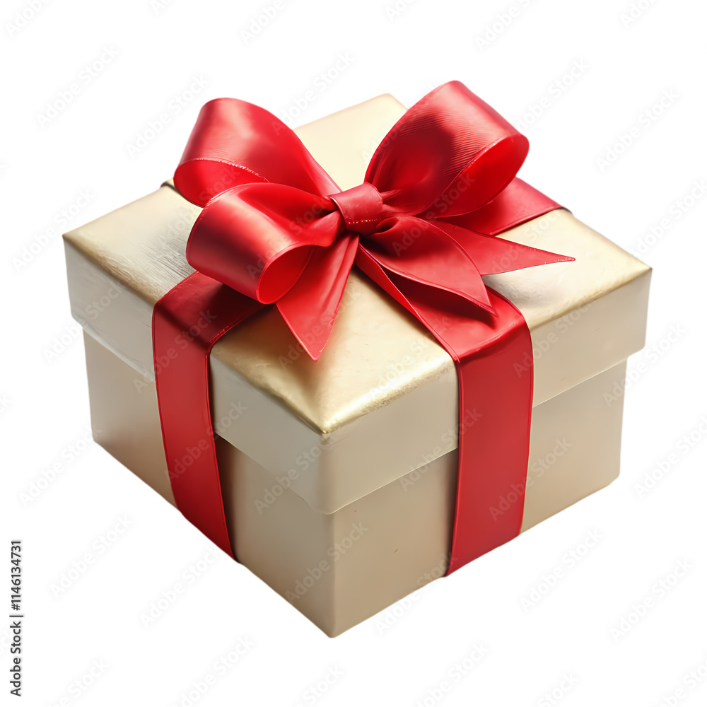 Fototapeta premium Elegant White Gift Box with Red Ribbon