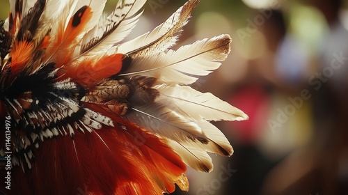 Vibrant Headdress: A Close-Up of Ornate Feathers photo